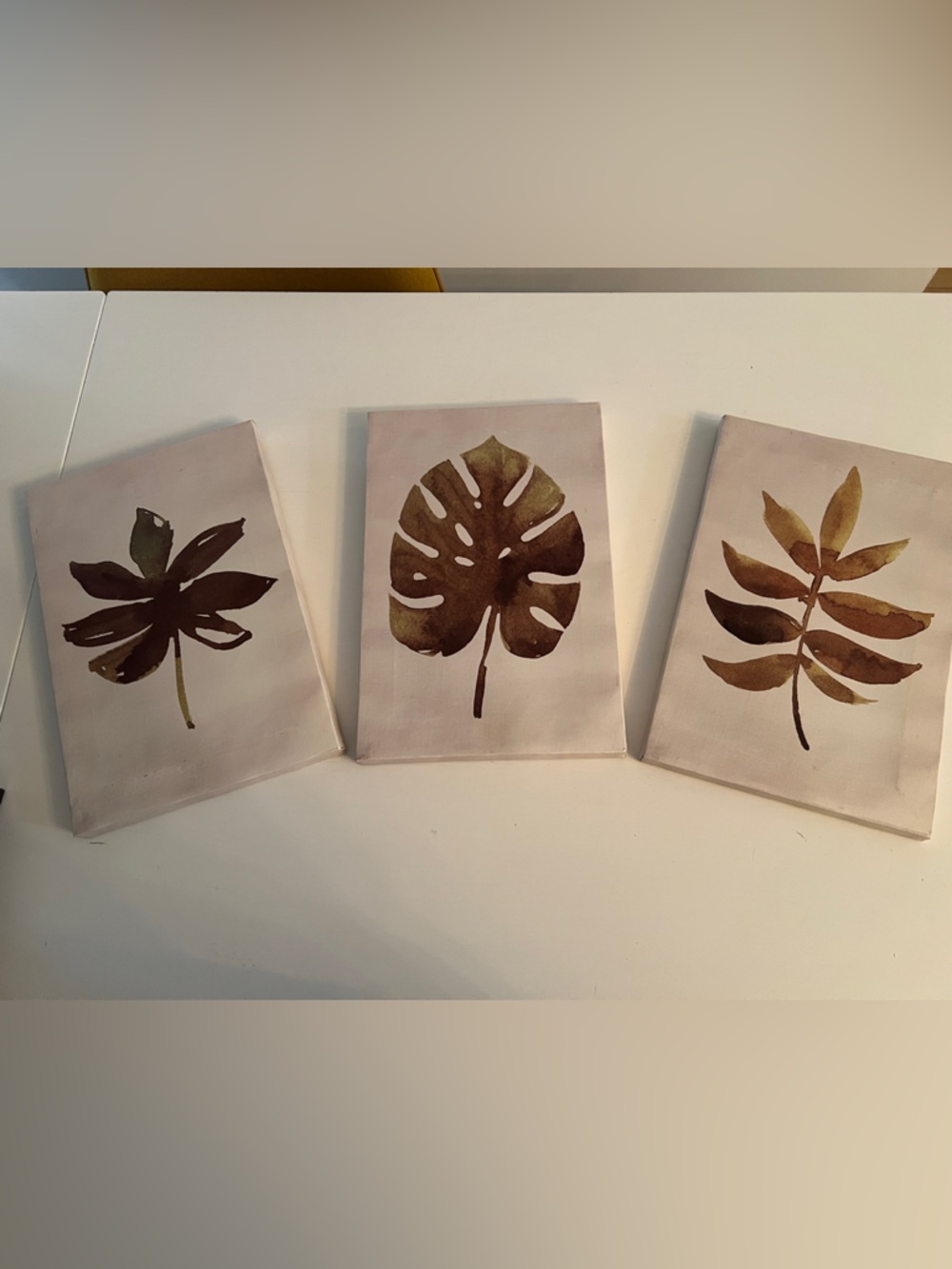 Botanical Leaf Canvas Wall Art Set, Green/Brown Leaves Each Unit is 8 x 12in